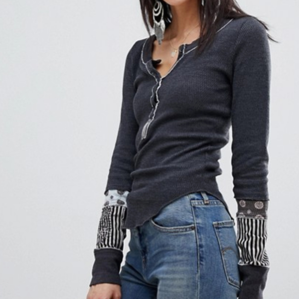 Black Free People Alpine Thermal Grey Small